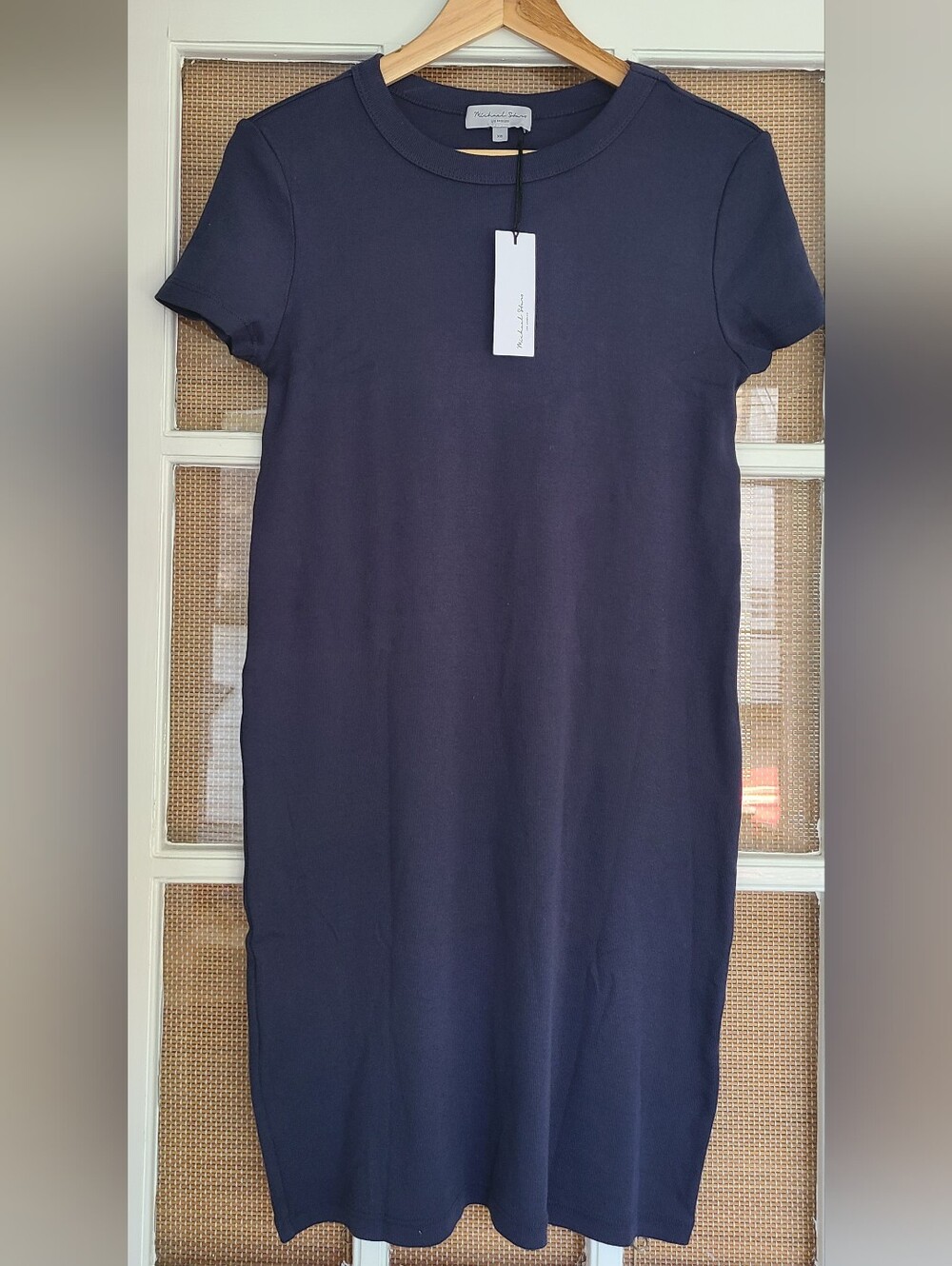 NWT Michael Stars Betty Ribbed Cotton T-Shirt Dress Admiral Blue XS